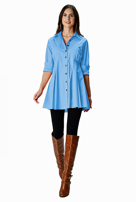 Shop Cotton poplin empire peplum tunic shirt | eShakti