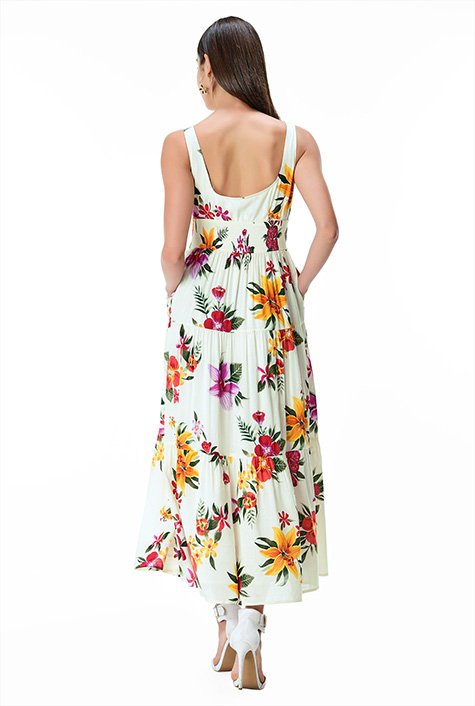 Shop Floral print cotton ruched tier sundress | eShakti