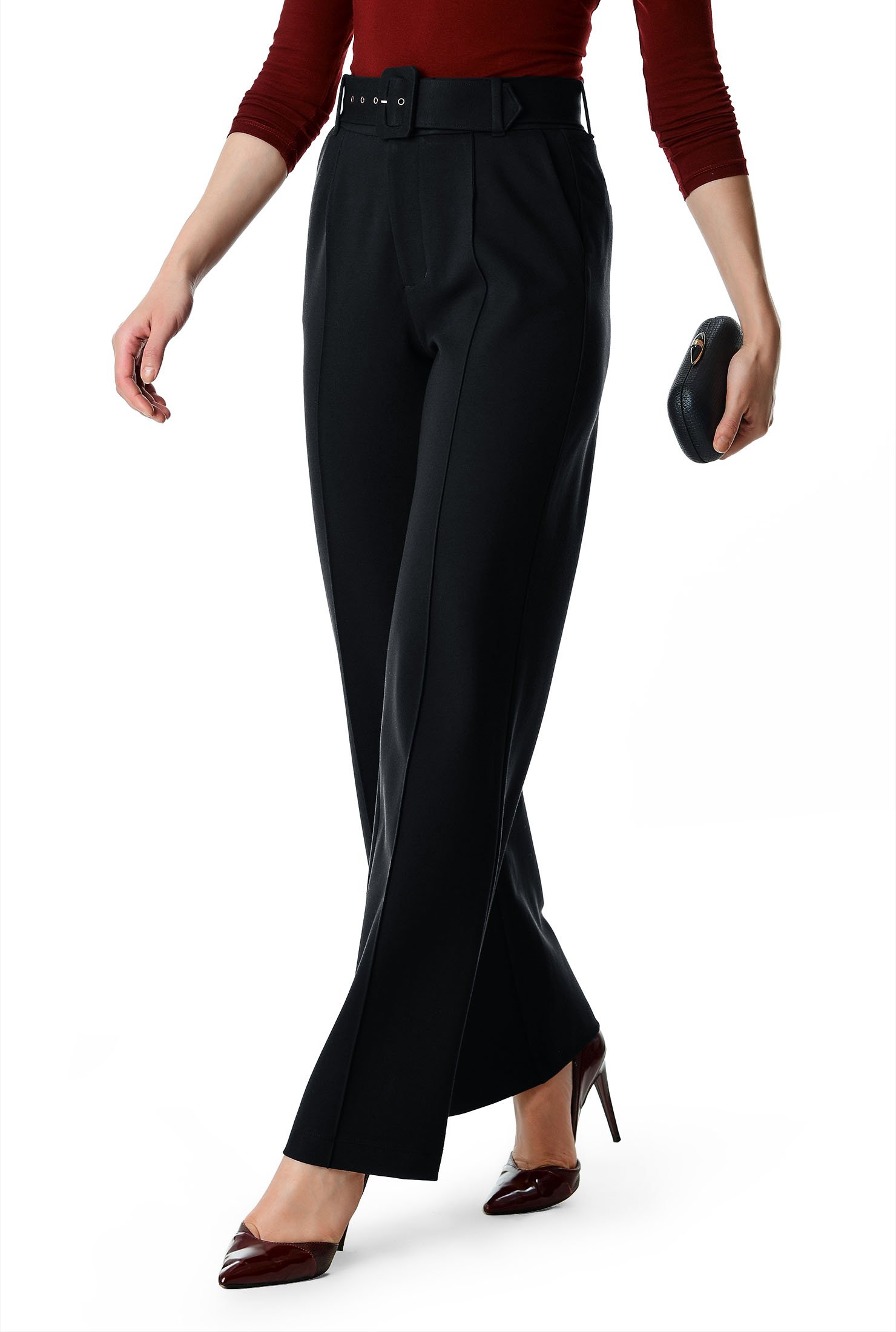 Wide Leg Pants for Women Summer Solid Color High Waist Stretch 7/8