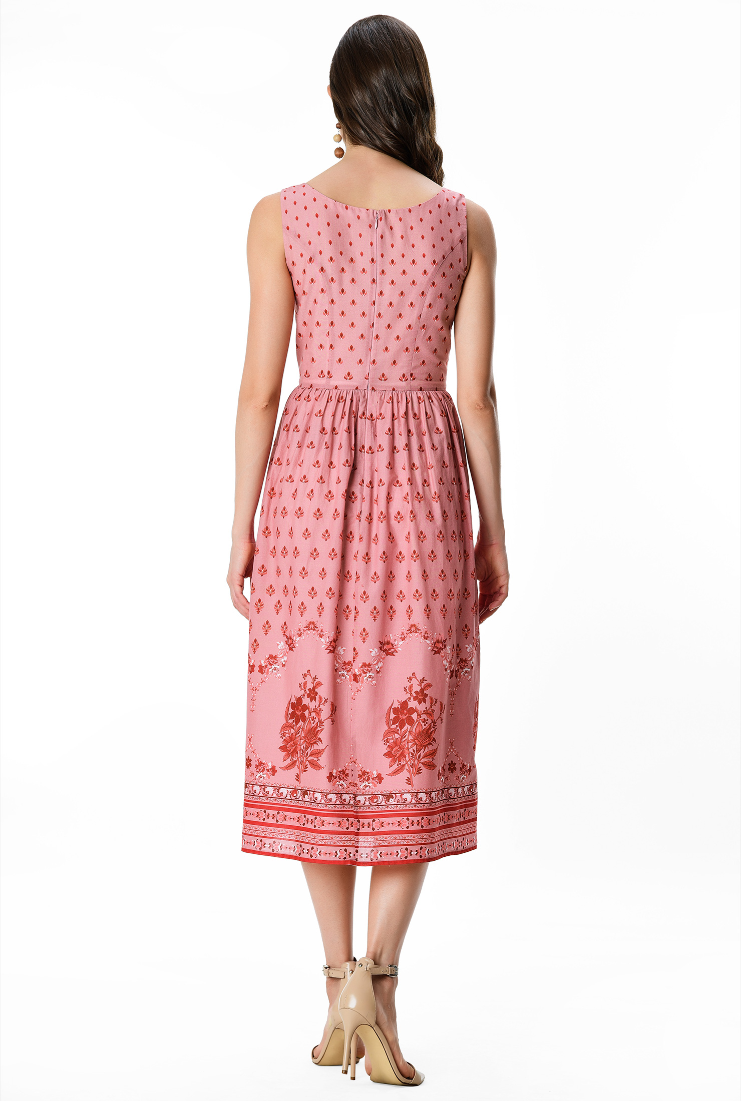 Shop Floral block print cotton voile dress eShakti