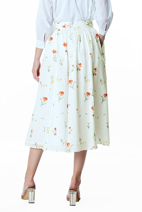 Shop Floral print cotton voile skirt | eShakti