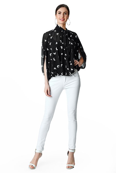 womens butterfly print blouse