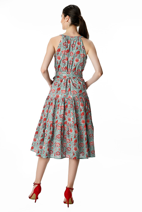 ヌキテパ　CottonJacquard LilyPrintFlareDress Curvy JB HW Angled Side Seam Detail Flare | JQ Clothing Co.