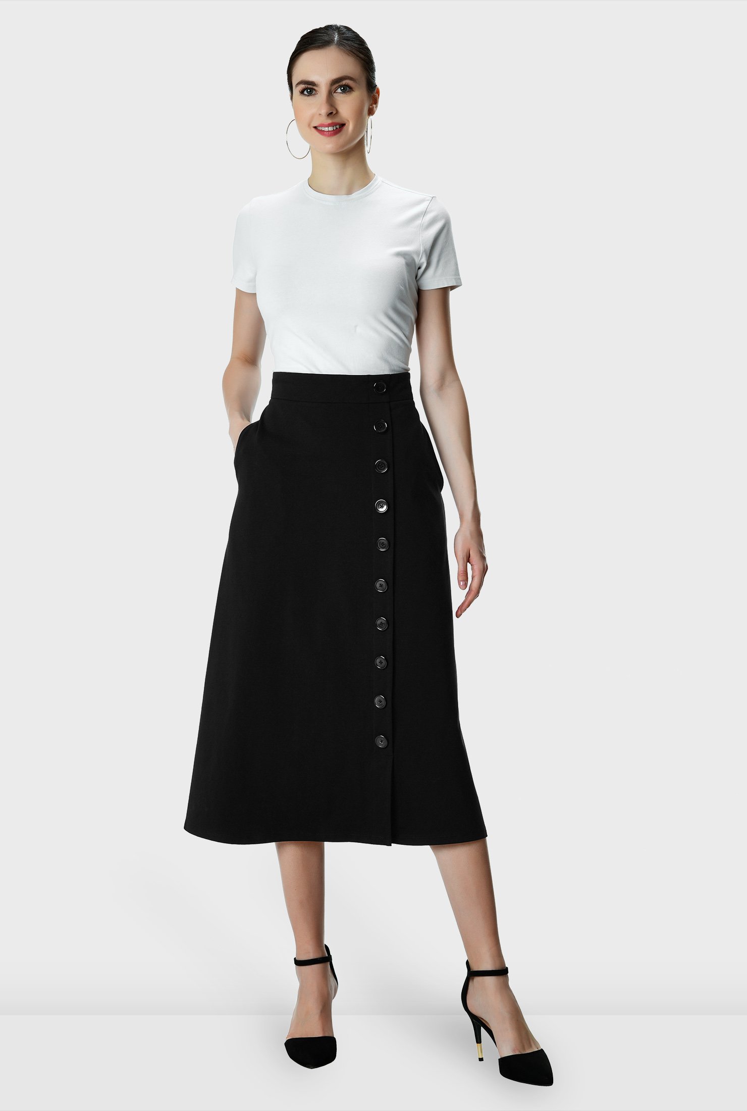 Shop Side button cotton jersey skirt 