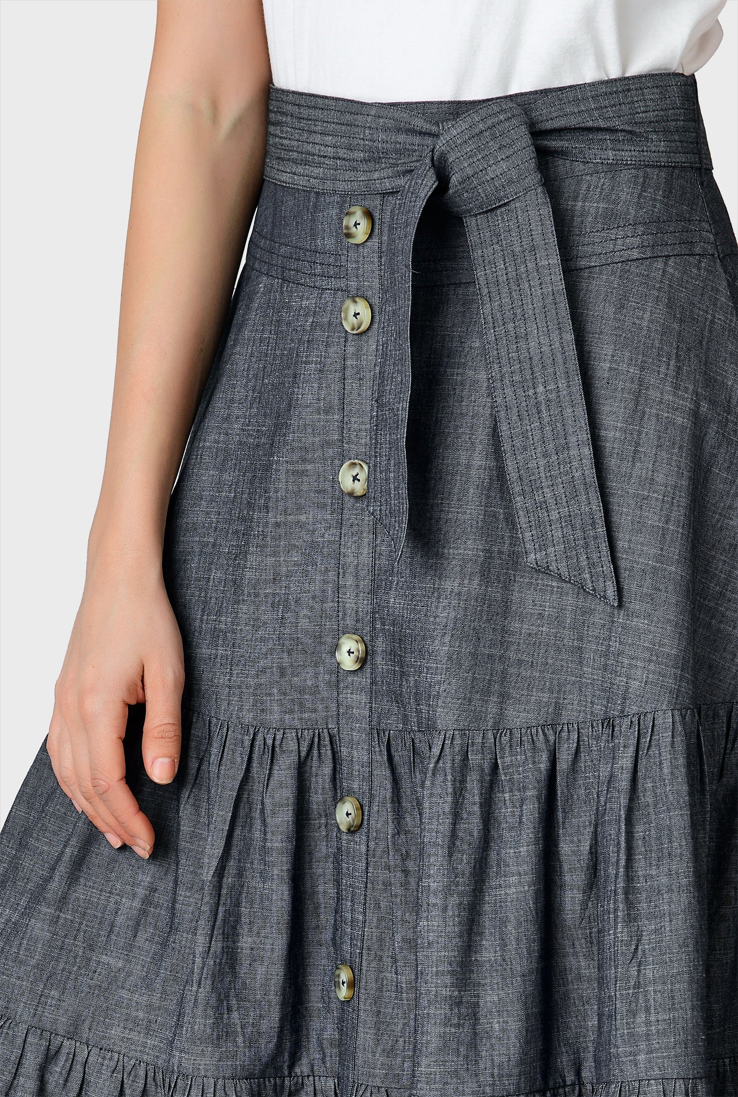 chambray button down skirt