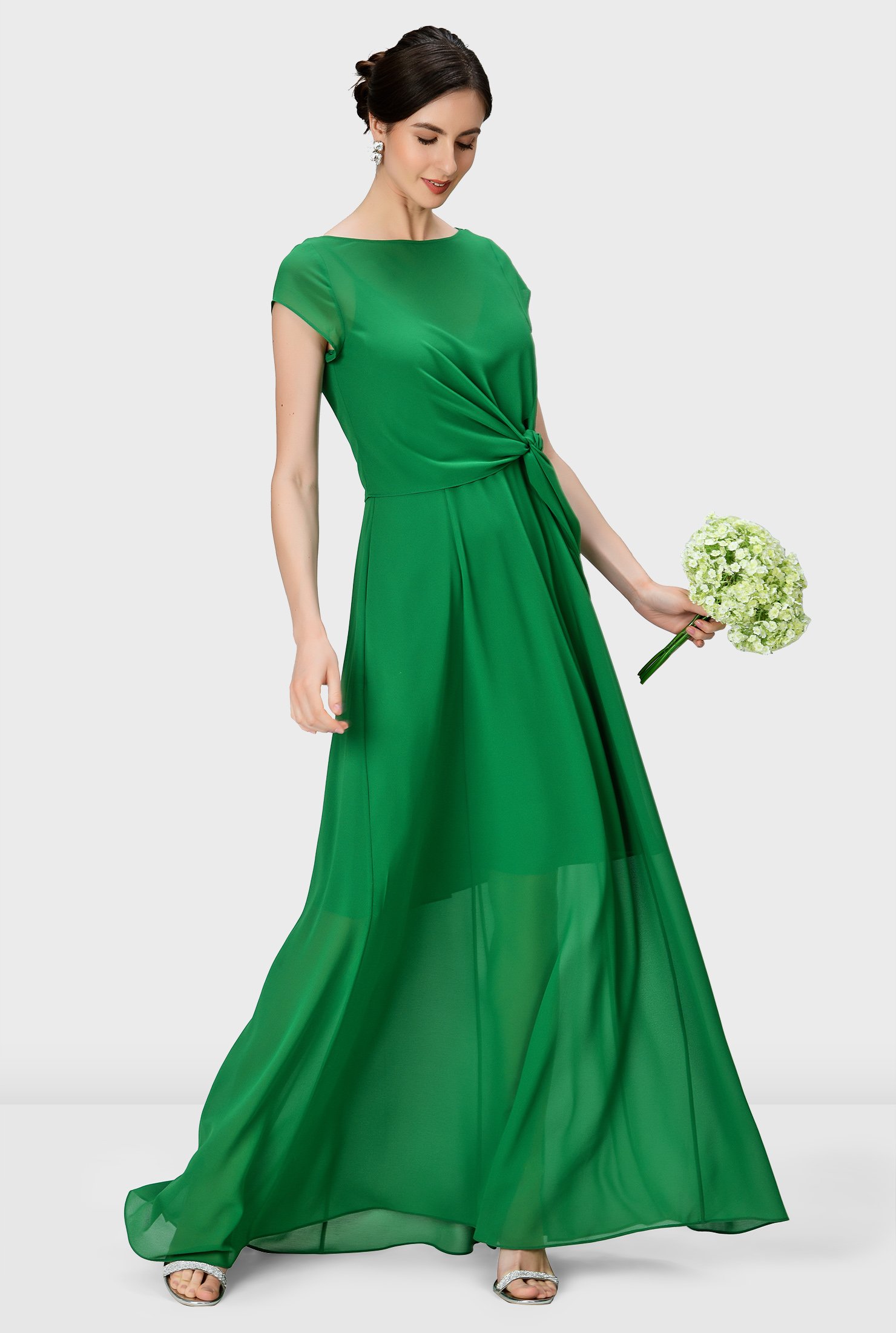 Emerald hot sale chiffon dress