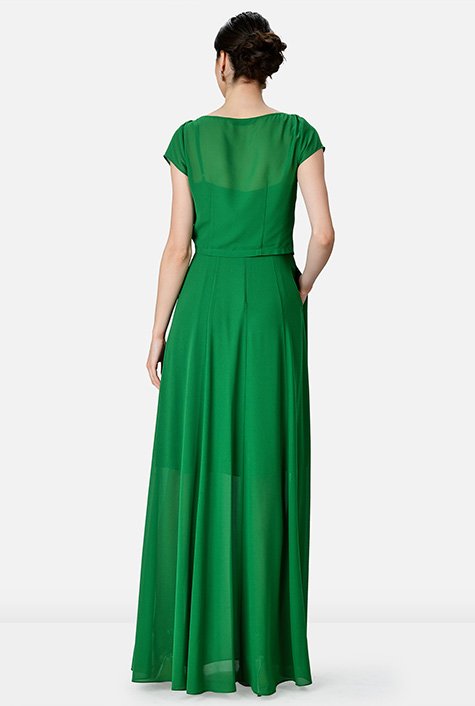 Emerald Green Chiffon Dress