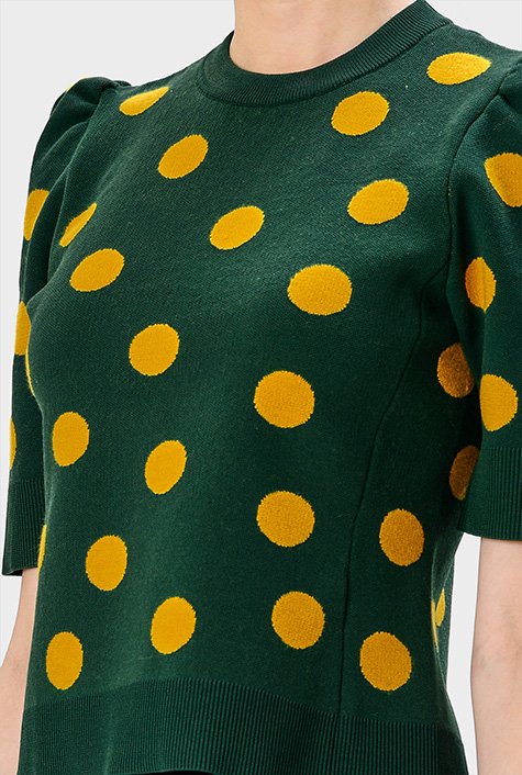 Oversized polka-dot brushed jacquard-knit sweater