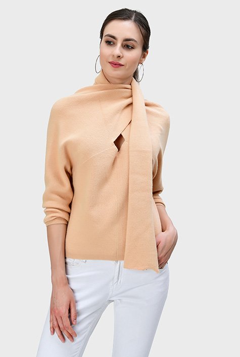 Shop Wrap collar rib-knit sweater