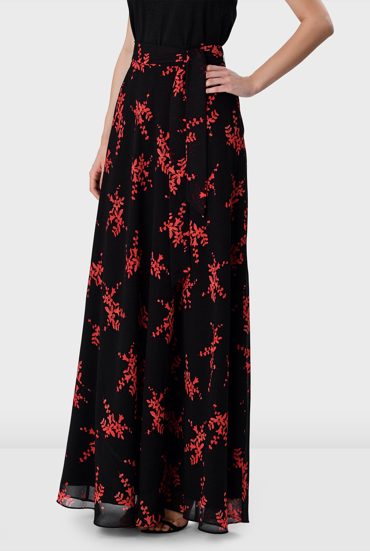 Shop Floral print georgette maxi skirt | eShakti