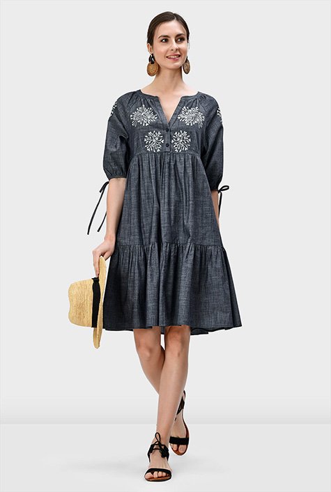 Shift Dress Tiered outlet Embroidered