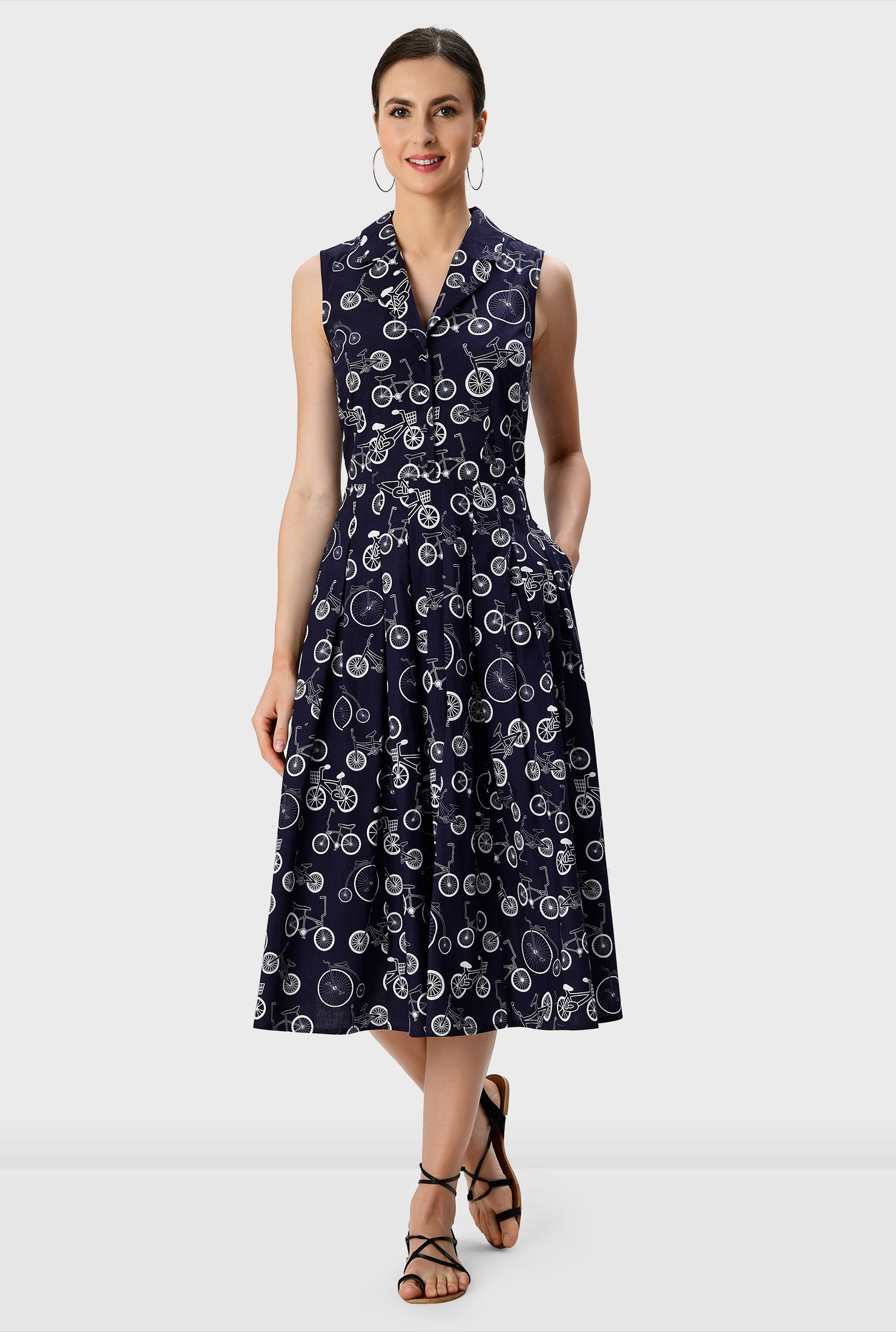 Shop Bicycle Print Cotton Poplin Shirtdress 