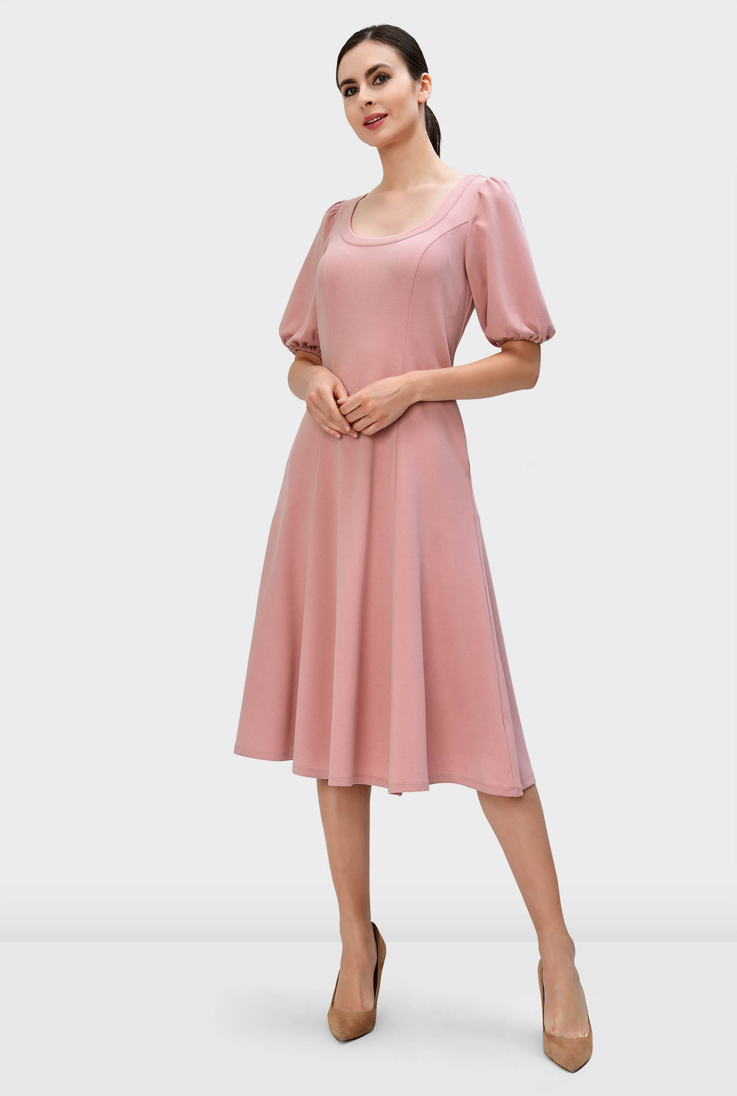 Shop Princess seamed crepe knit A-line dress | eShakti