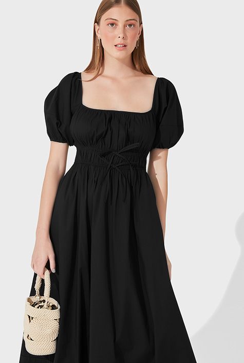 Shop Cotton poplin drawstring empire maxi dress eShakti