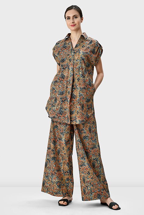 Buy Brown Viscose A-line Tunic Pants Set (Kurta, Cropped Palazzo) for  N/A0.0 | Biba India