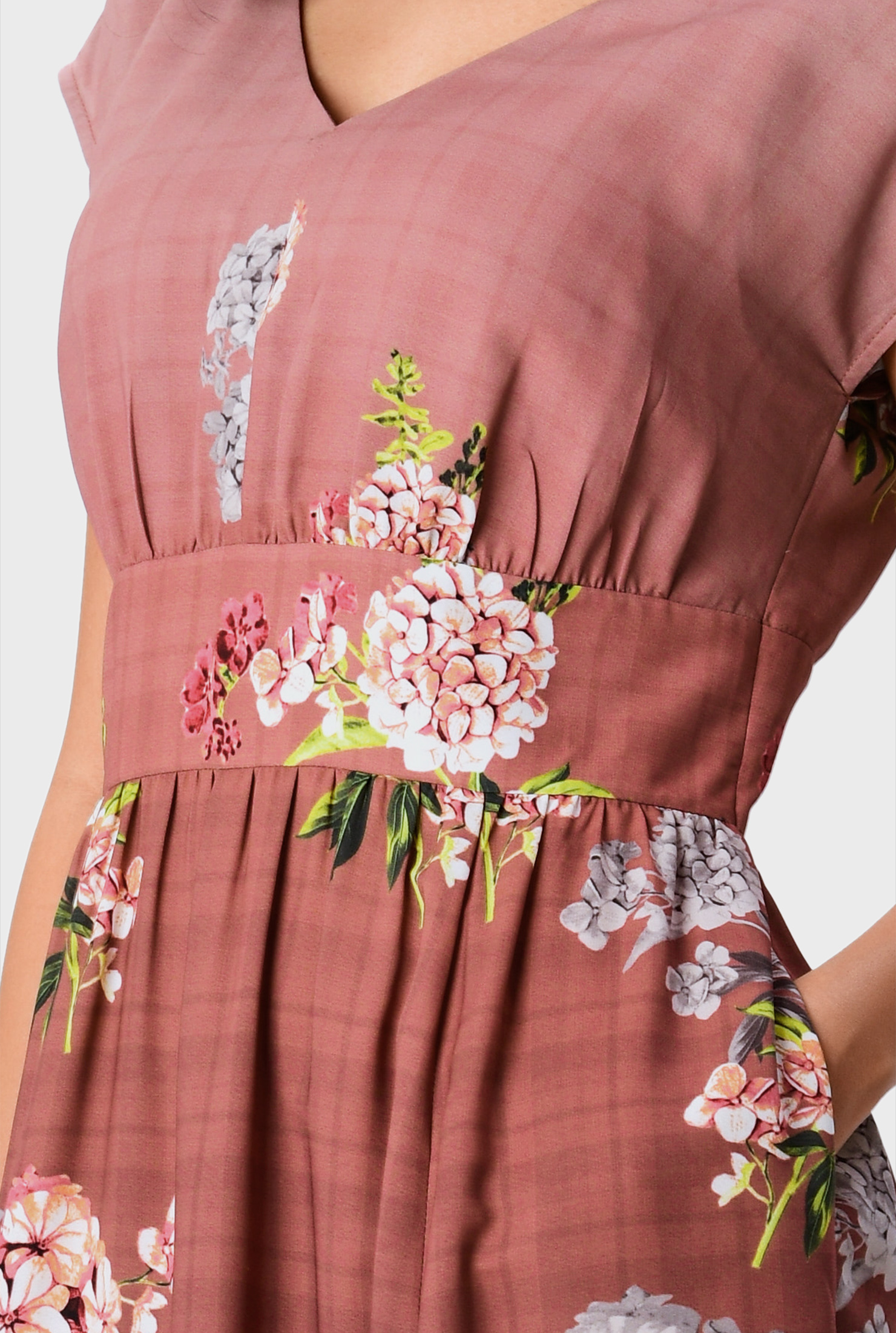 Shop Hydrangea ombre check print crepe dress | eShakti