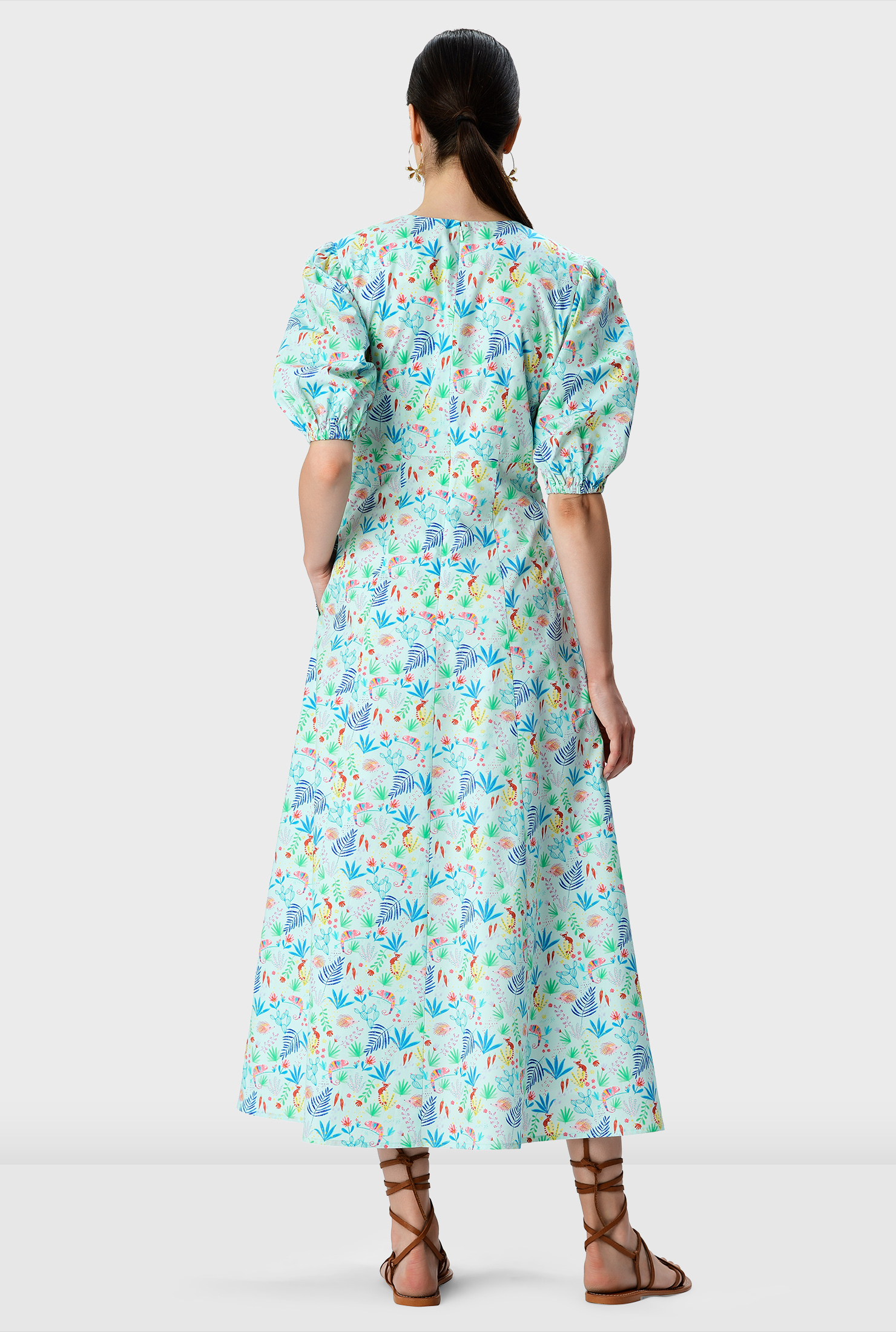 Shop Flora fauna print cotton empire dress eShakti