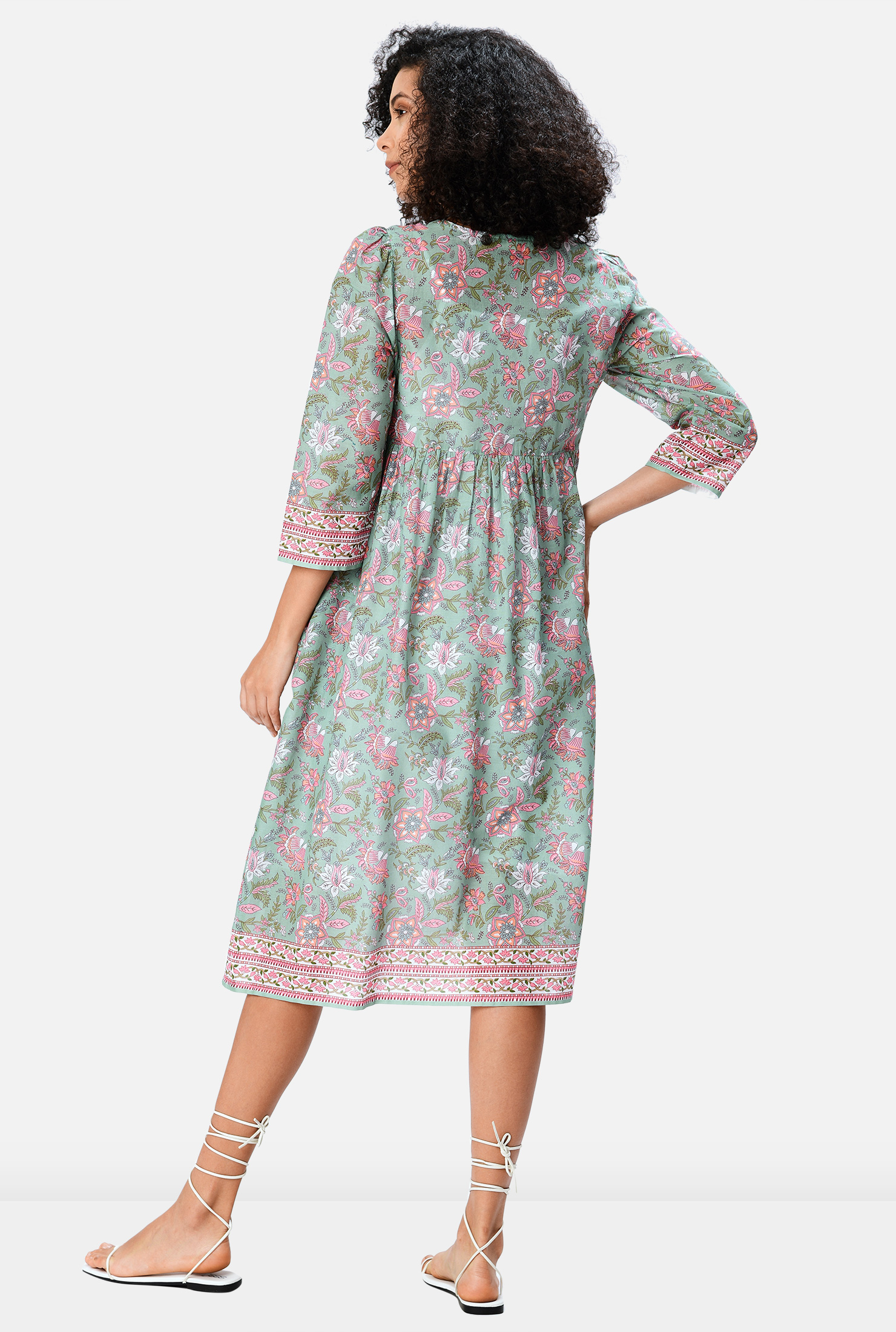 Shop Floral vine print cotton voile dress eShakti