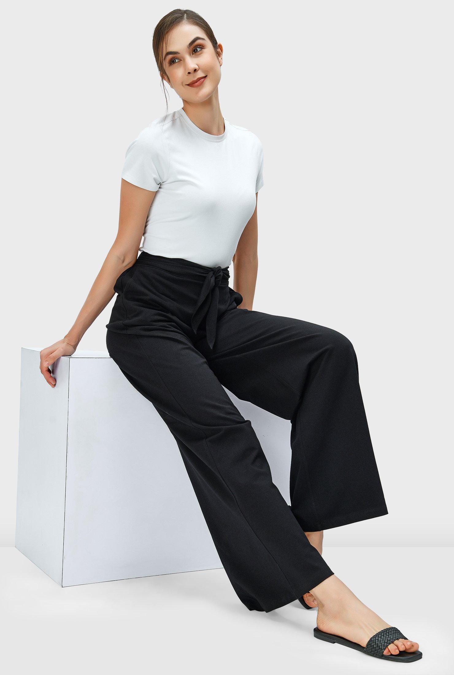 Customzied New Design Fashion Lady Stripe Lady Casual High Waist Wide-Legged  Straight Cotton/ Flax Women Pant Long Straight Loose Twill Apparel Clothing  Trouser - China Clothing and Trousers price
