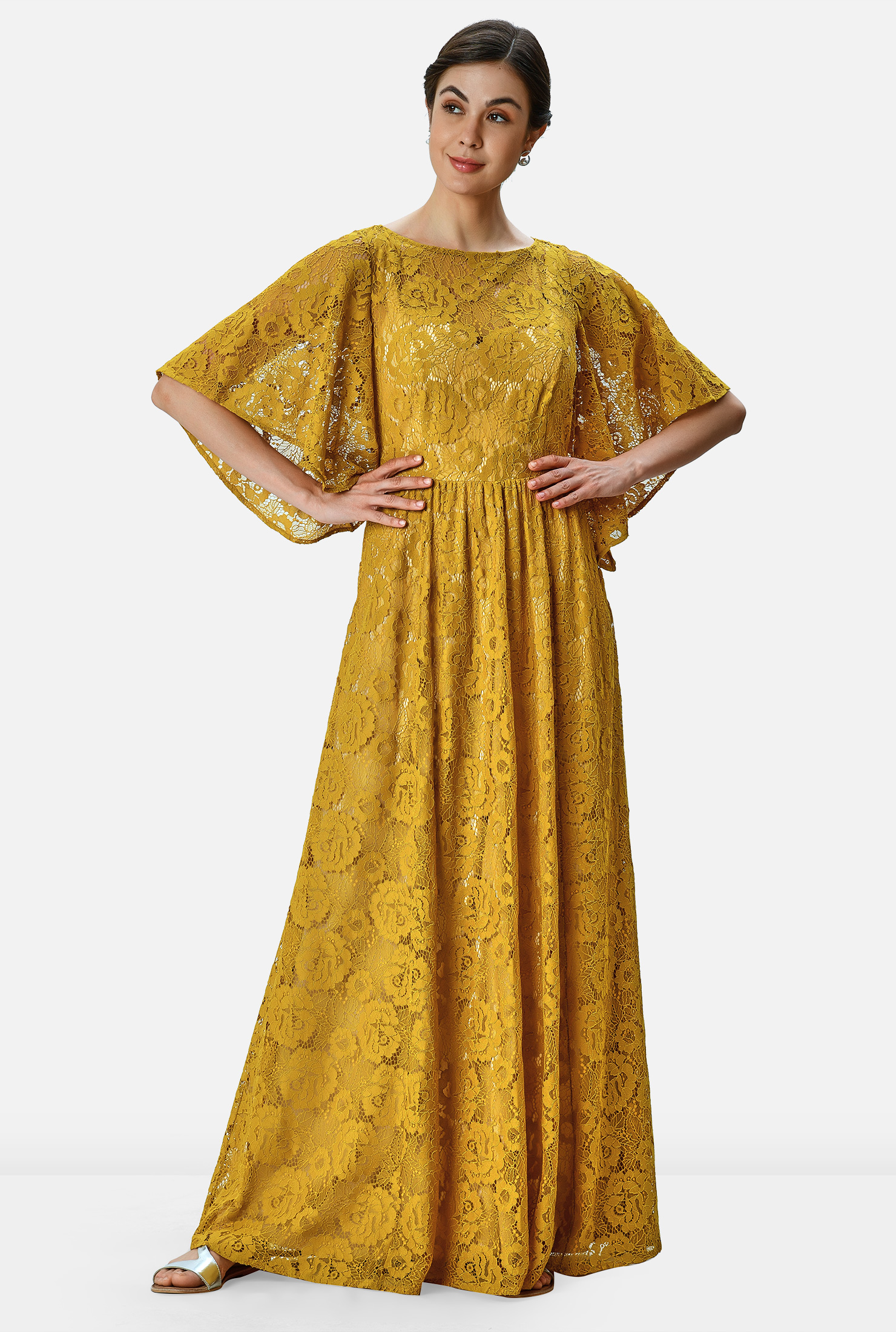 floral flutter sleeve maxi dress