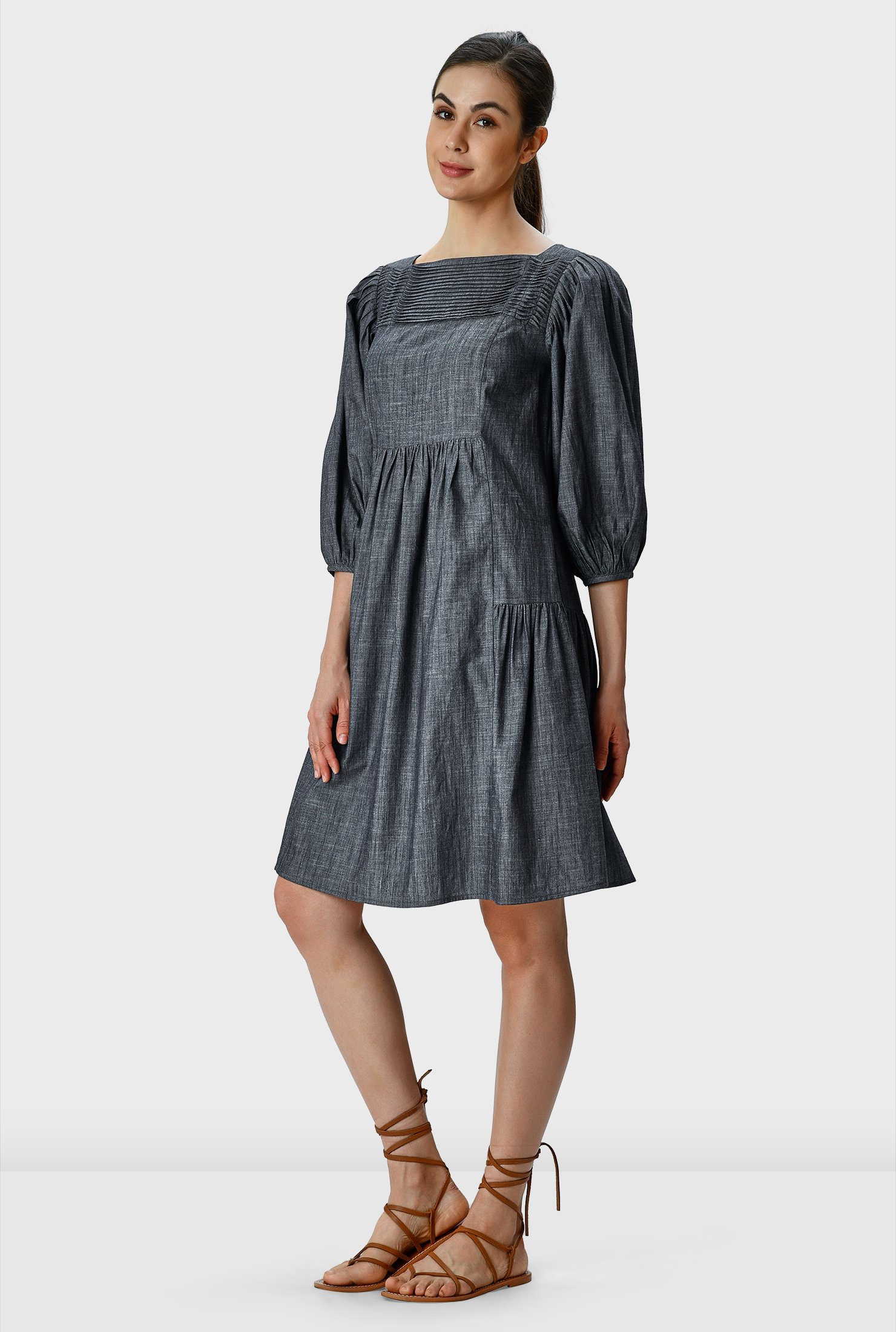 chambray pintuck dress