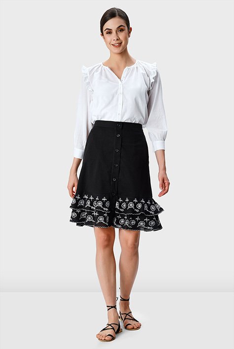 Cotton voile shop skirt embroidered