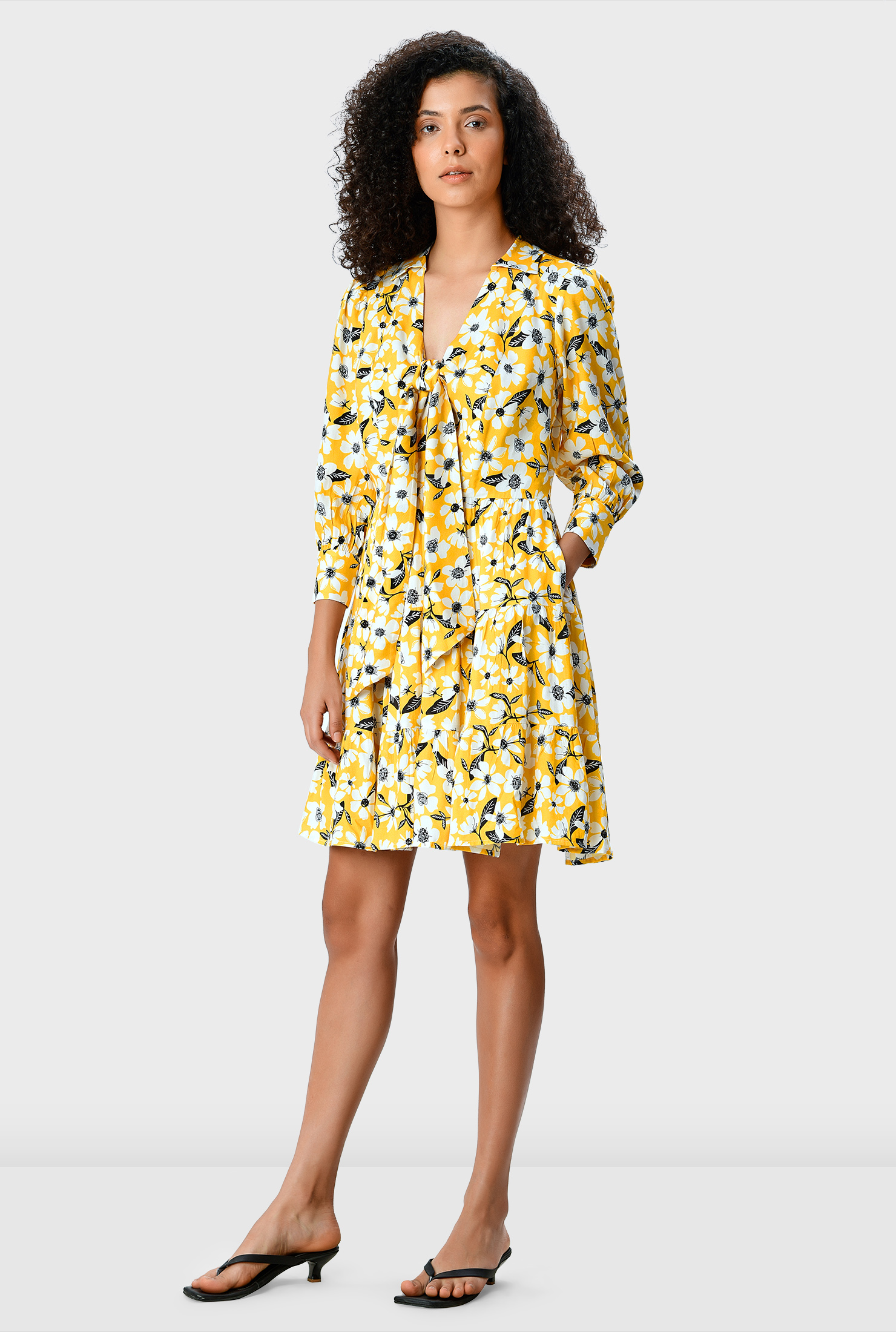 tie front floral dress