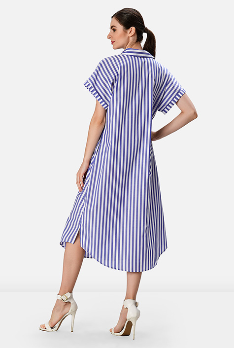 Shop Stripe cotton shift shirtdress | eShakti