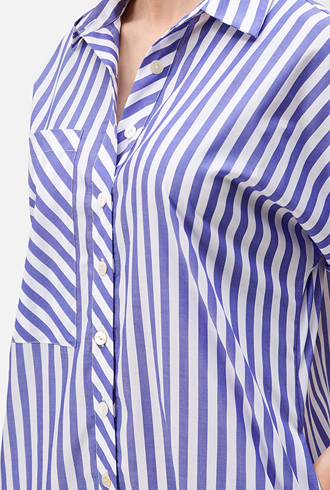 Shop Stripe cotton shift shirtdress | eShakti