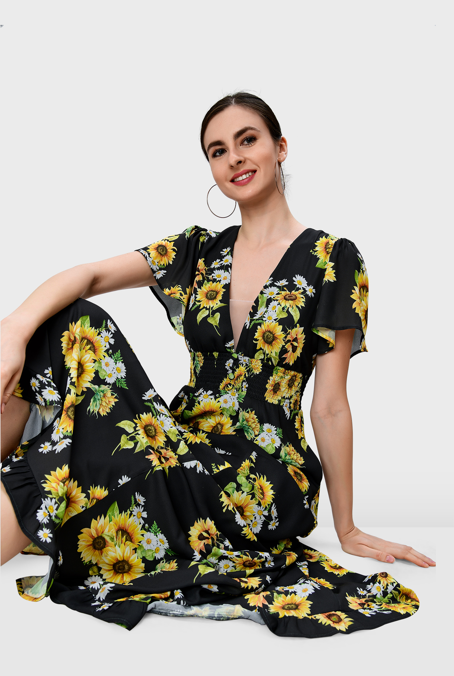 sunflower smocked dress