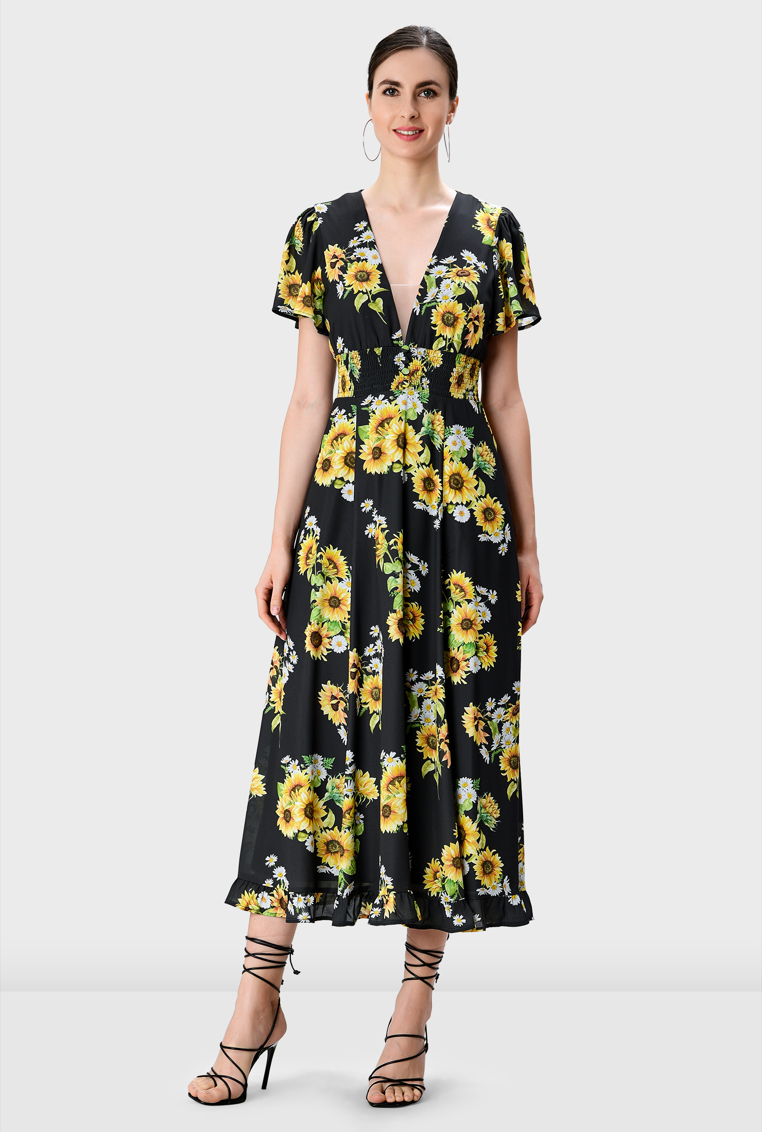 sunflower smocked dress