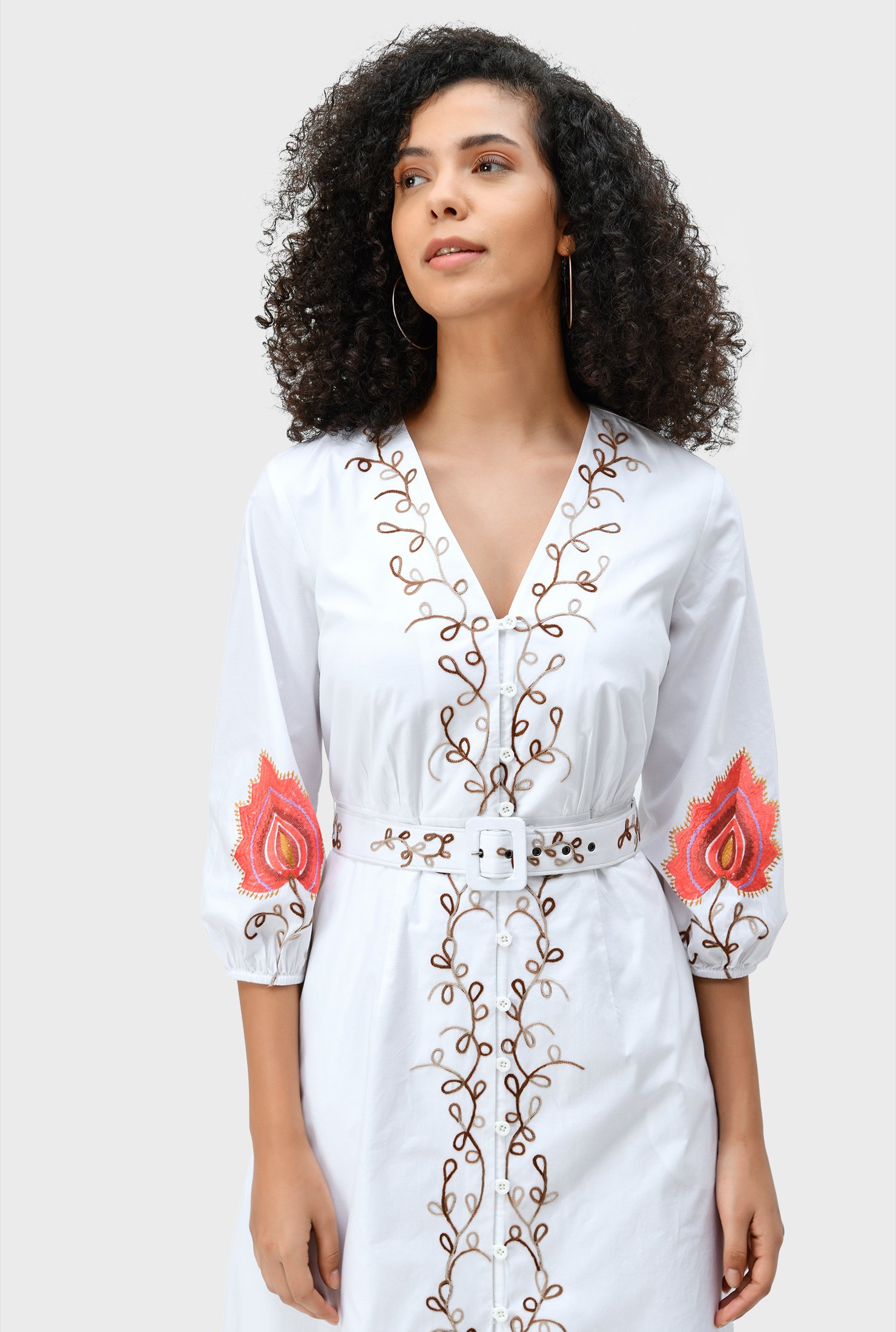 Shop Floral poplin shirtdress | eShakti