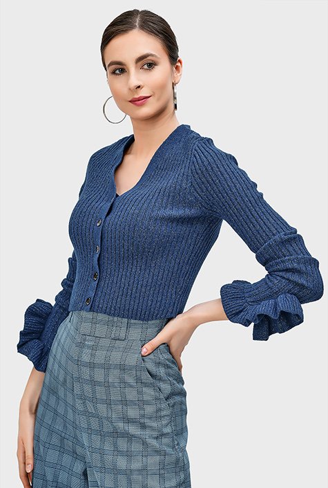 Fall Feels Blue Cropped Sweater