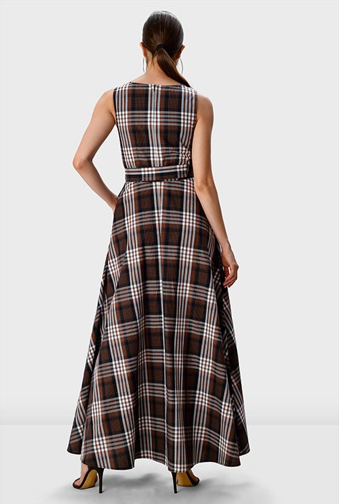 flor et.al Duran Jacquard Check Printed High-Low Dress | Neiman Marcus
