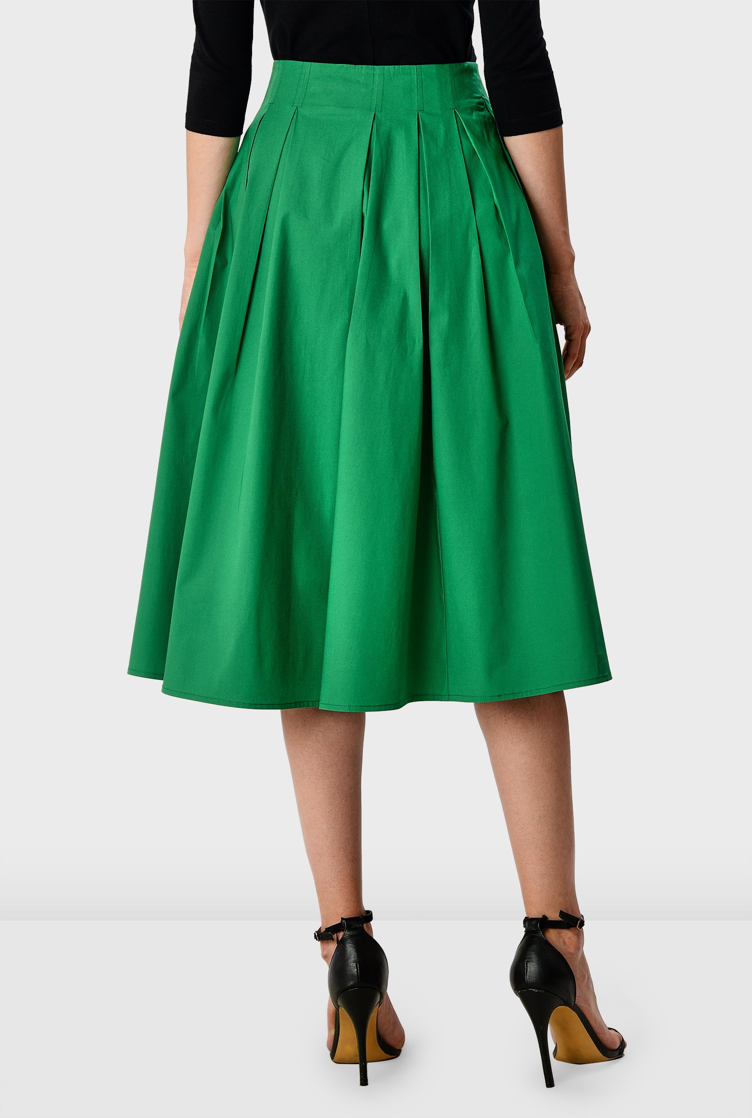 Shop Cotton poplin box-pleat skirt | eShakti