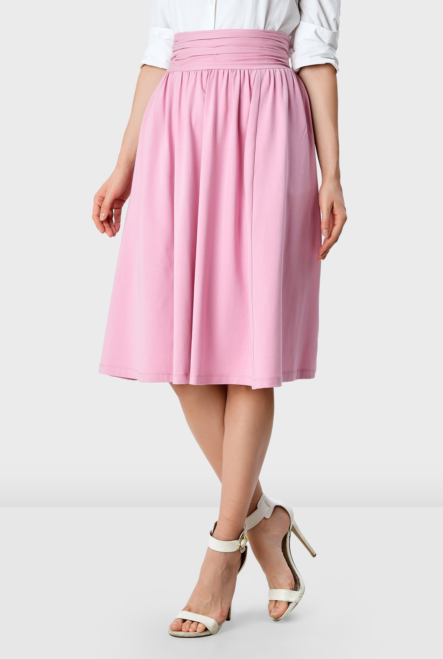 Shop Pleat waist cotton jersey full skirt eShakti