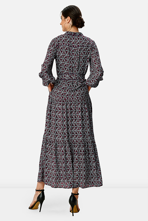 Shop Tile print crepe A-line shirtdress | eShakti