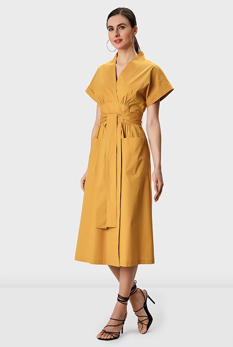 NWT outlet Colovos The Wrap Dress Cotton Poplin Khali