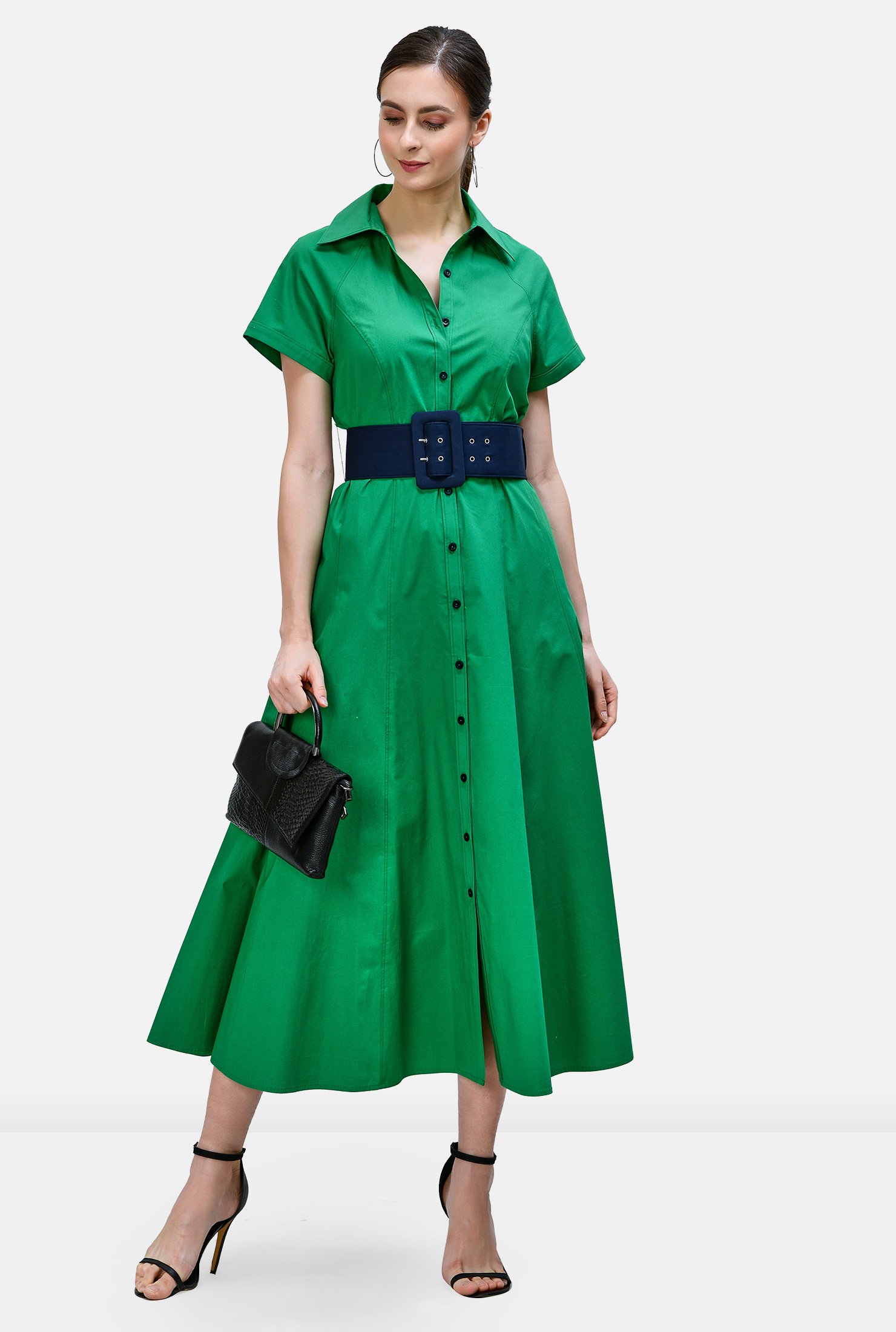 shirt dress with wide belt