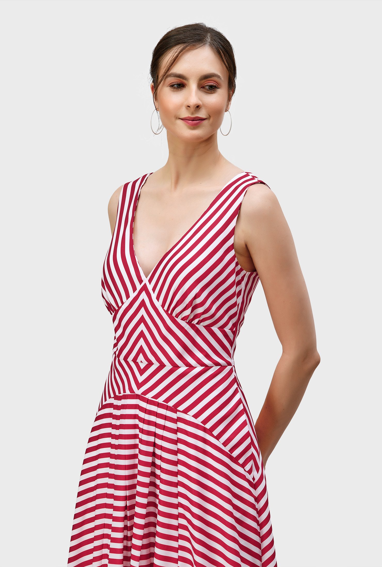 Shop Stripe print crepe empire maxi dress | eShakti
