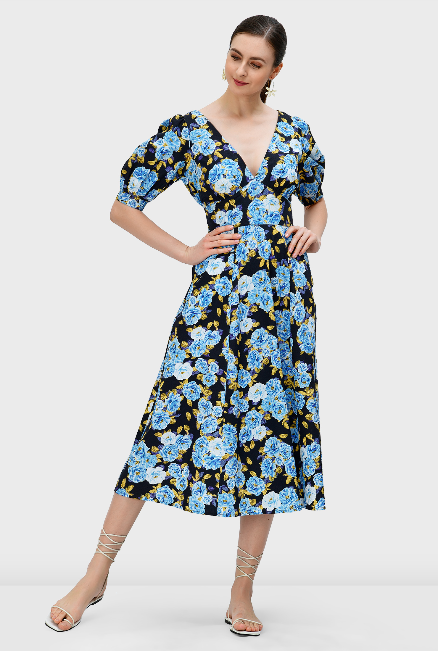 Empire waist floral print dress Clearance