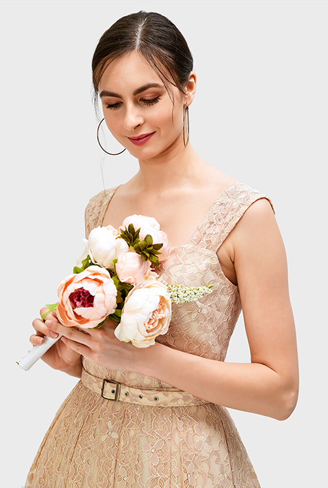 Halter Dress Lace Belted Dress Maison Celon】lace Belted Halter Dress