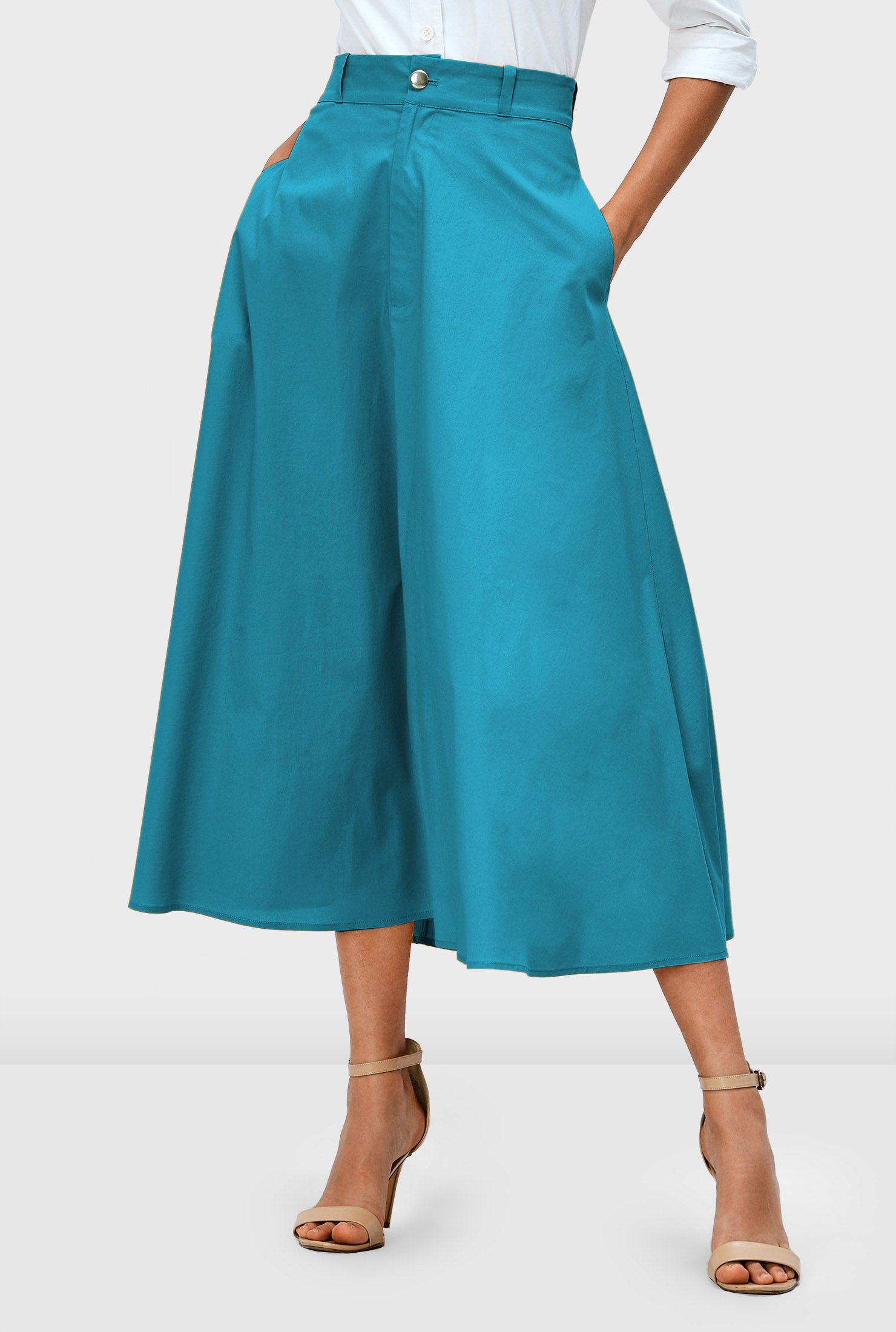 Shop Cotton poplin full flare skirt | eShakti