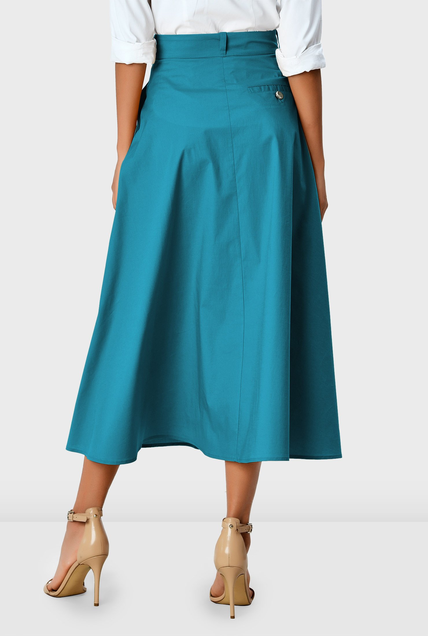 Shop Cotton poplin full flare skirt | eShakti