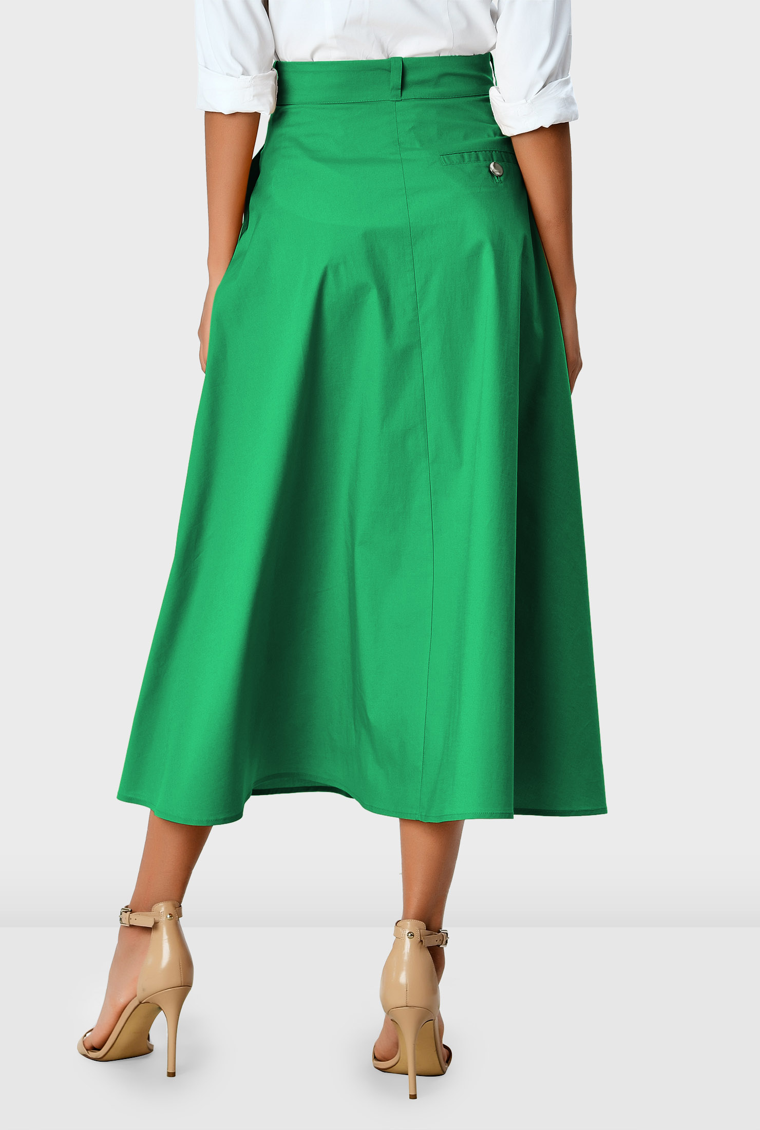 Shop Cotton poplin full flare skirt eShakti