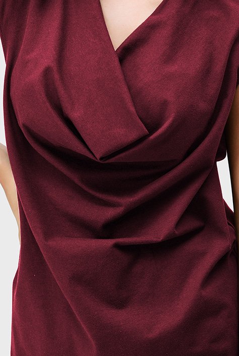 Ruched Draped Jersey Two Piece Skirt Set In DEEP RED