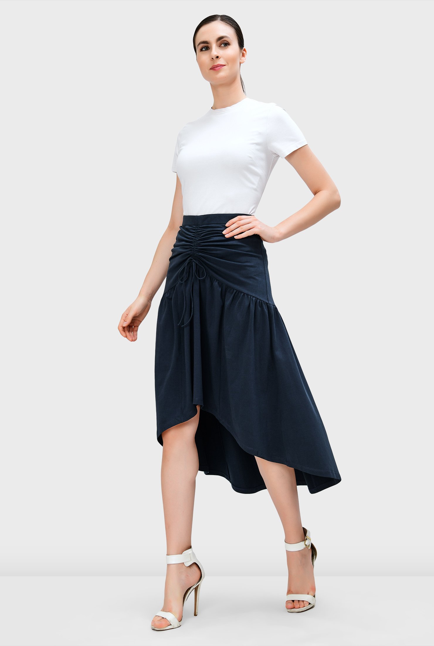 jersey knit ruched skirt