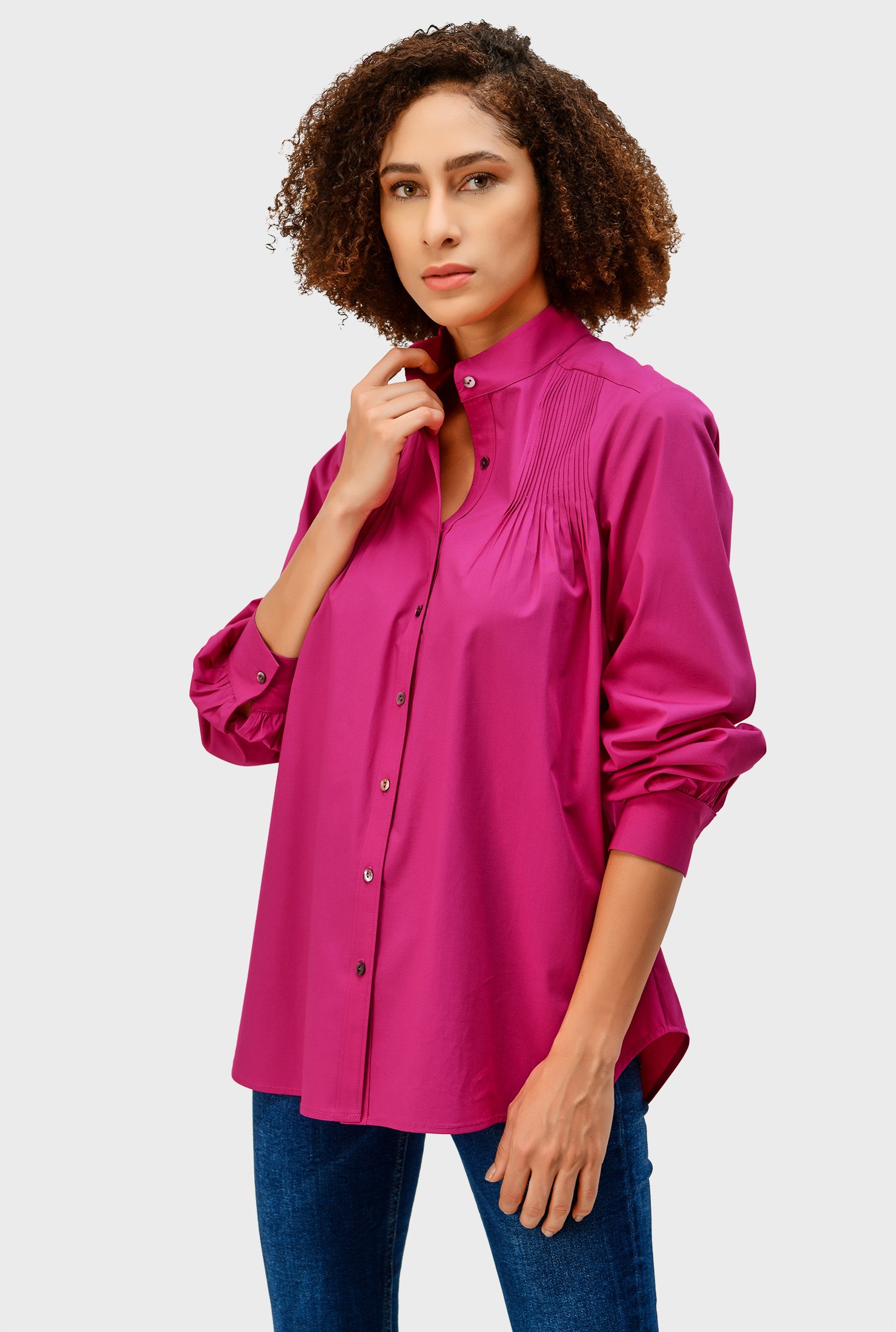 Shop Cotton poplin pintuck pleat shirt | eShakti