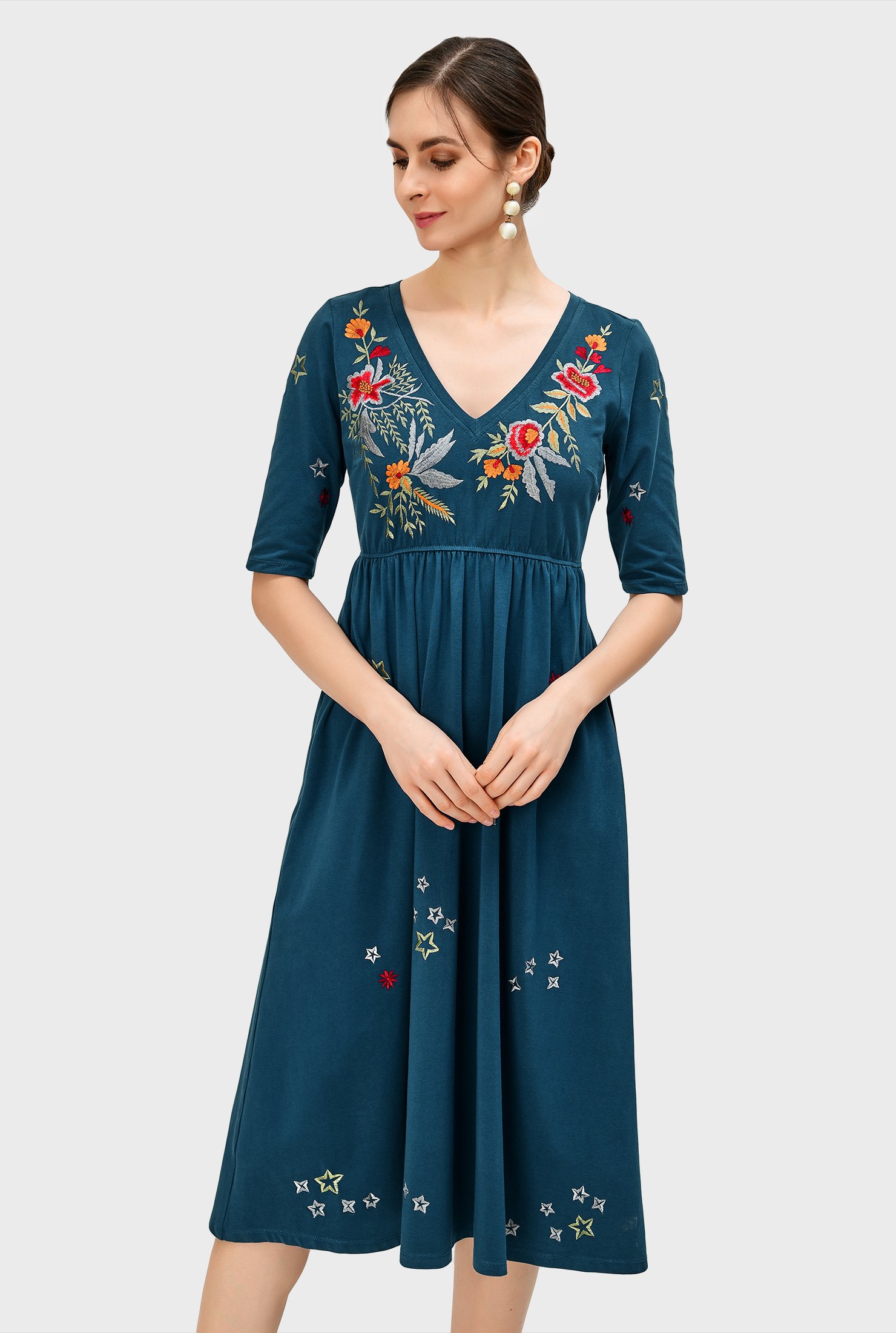 Star shop embroidered dress