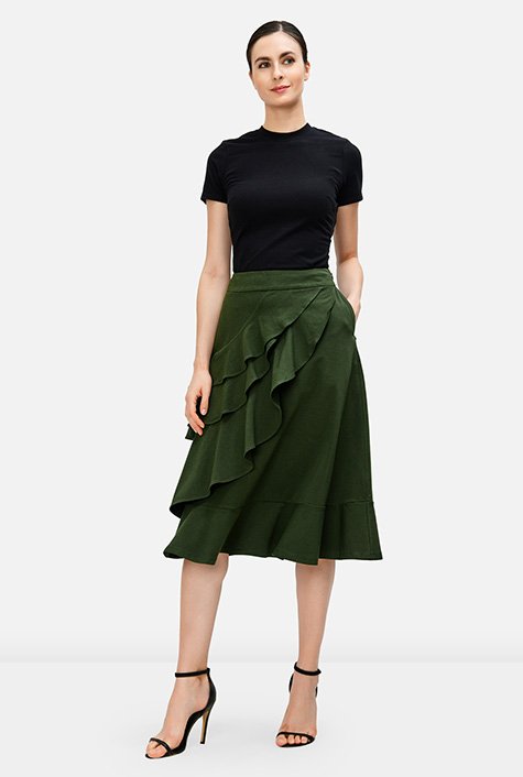 Jersey ruffle outlet skirt